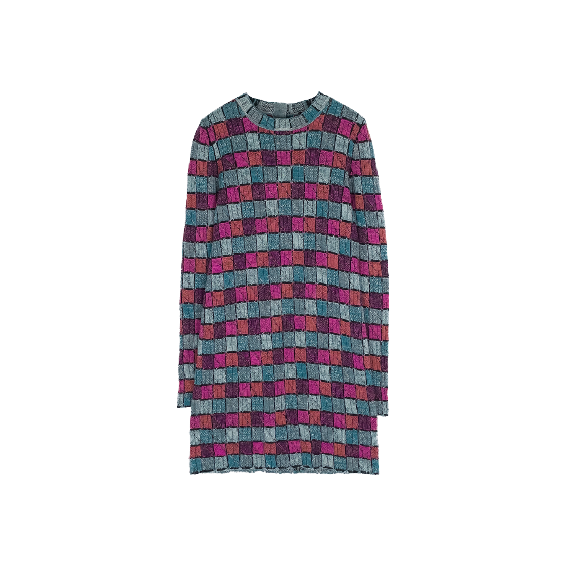 샤넬 18A 모자이크 니트 원피스 36 블루/멀티컬러(6ET0465)(Chanel 18A Mosaic Knit Dress 36 Blue/Multi-Color (6ET0465)) - 1