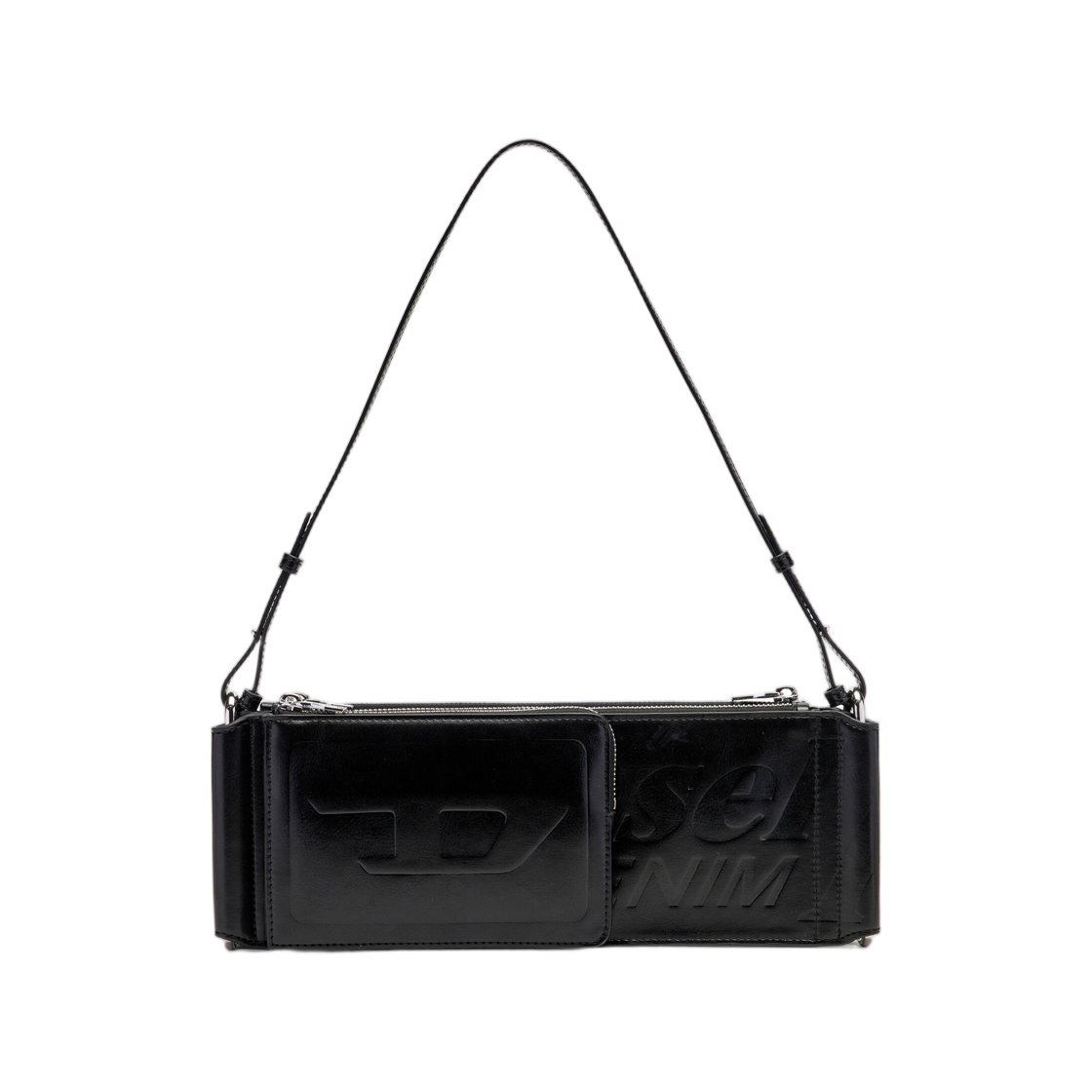 디젤 플래그-D 모듈러 로고 엠보스드 숄더백 블랙(Diesel Flag-D-Modular Logo-Embossed Shoulder Bag Black) - 1