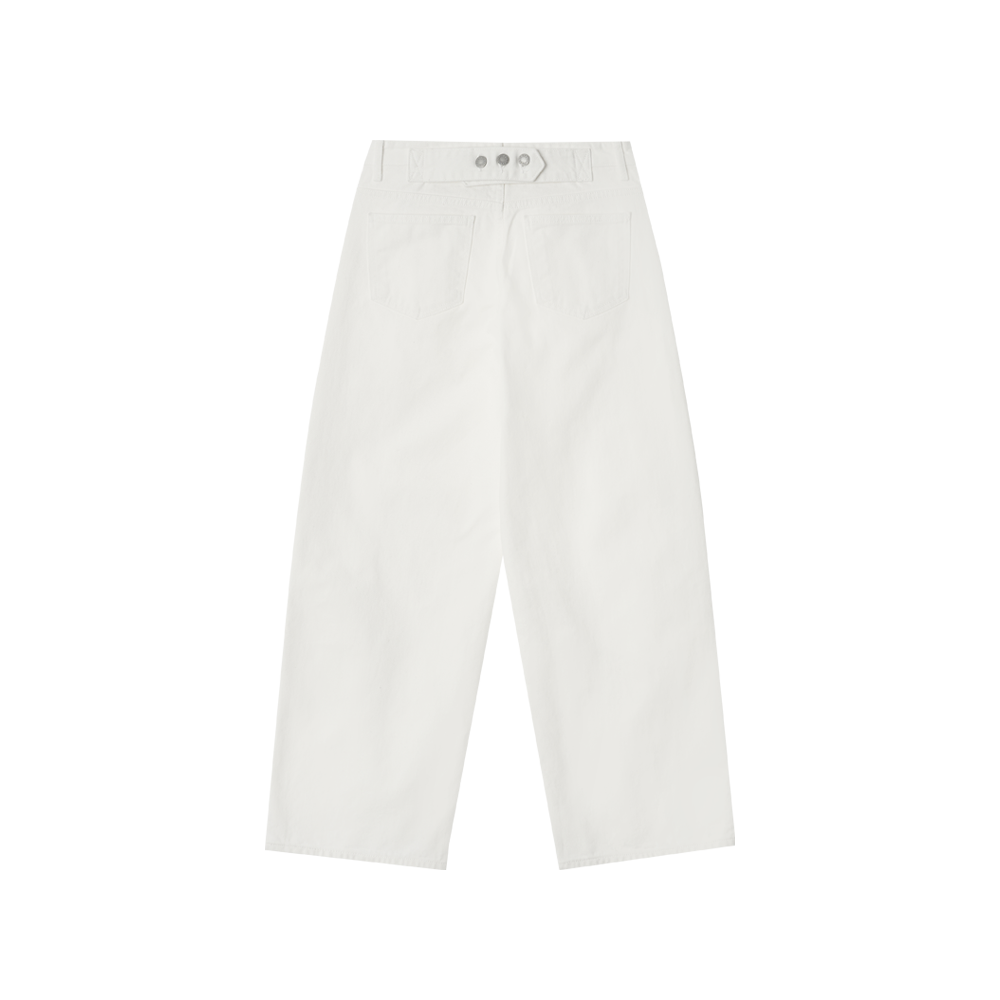 지비에이치 어패럴 와이드 신치백 진 / 화이트(GBH APPAREL Wide Cinch-Back Jean / White) - 2