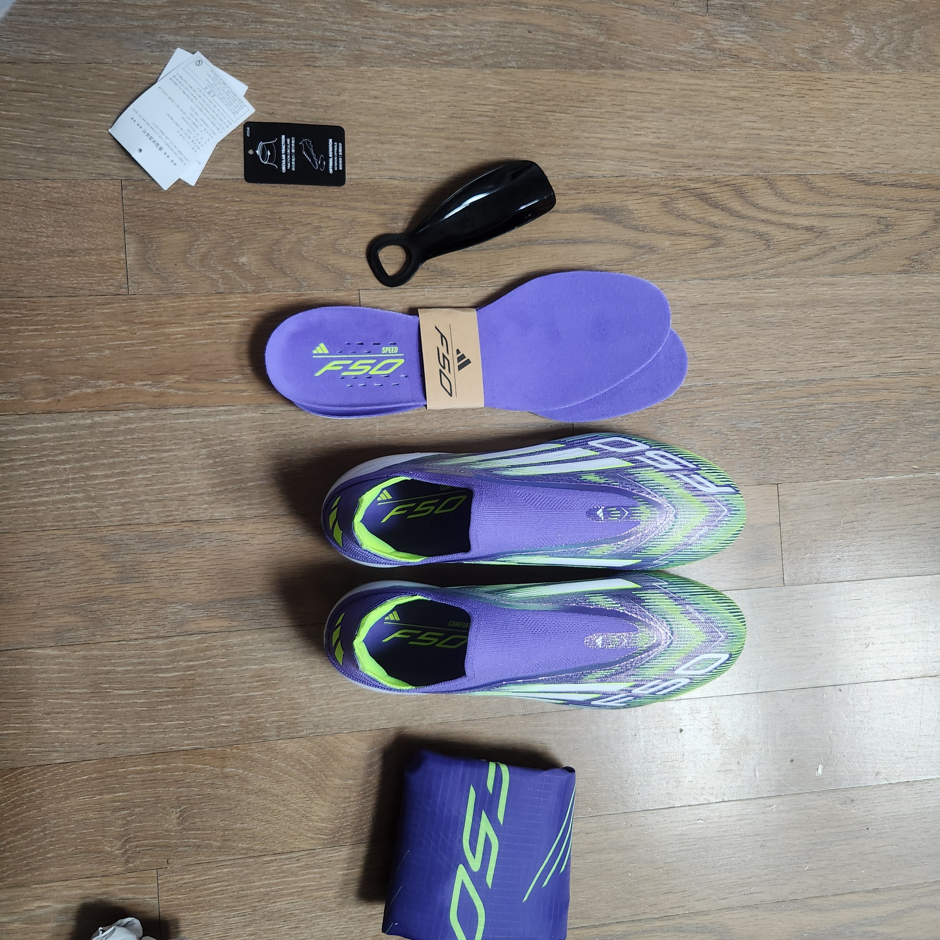 Adidas F50 Elite LL AG Purple Rush Cloud White 착용 스타일