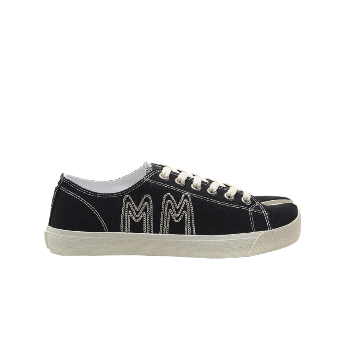 [20% 쿠폰] 메종 마르지엘라 타비 로우 스티치 MM 로고 블랙 에크루([20% 쿠폰] Maison Margiela Tabi Low Stitch MM Logo Black Ecru) - 1