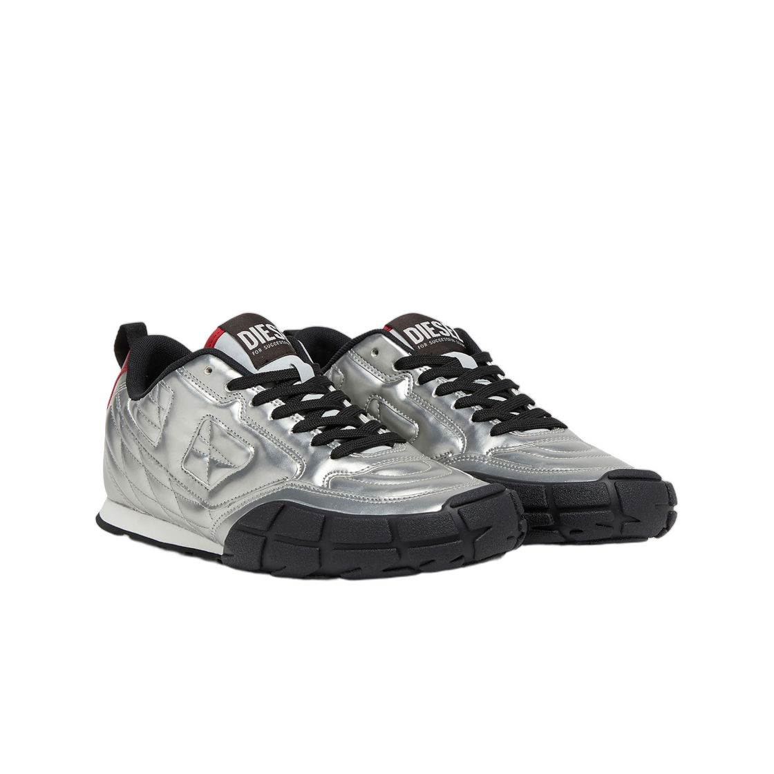 (W) 디젤 S-파고다 퀼팅 메탈릭 스니커즈 실버 블랙((W) Diesel S-Pagodha-Quilted Metallic Sneakers Silver Black) - 2