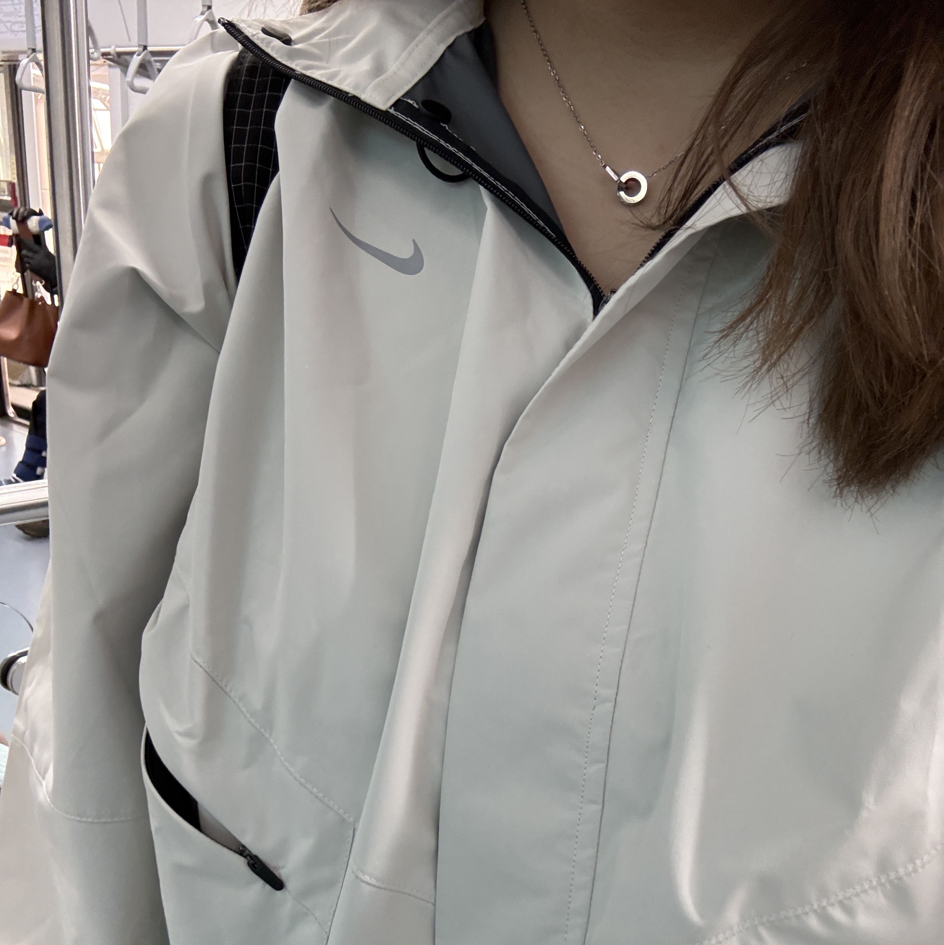 (W) Nike Storm Fit Swift Running Jacket Pale Ivory - Asia 착용 스타일