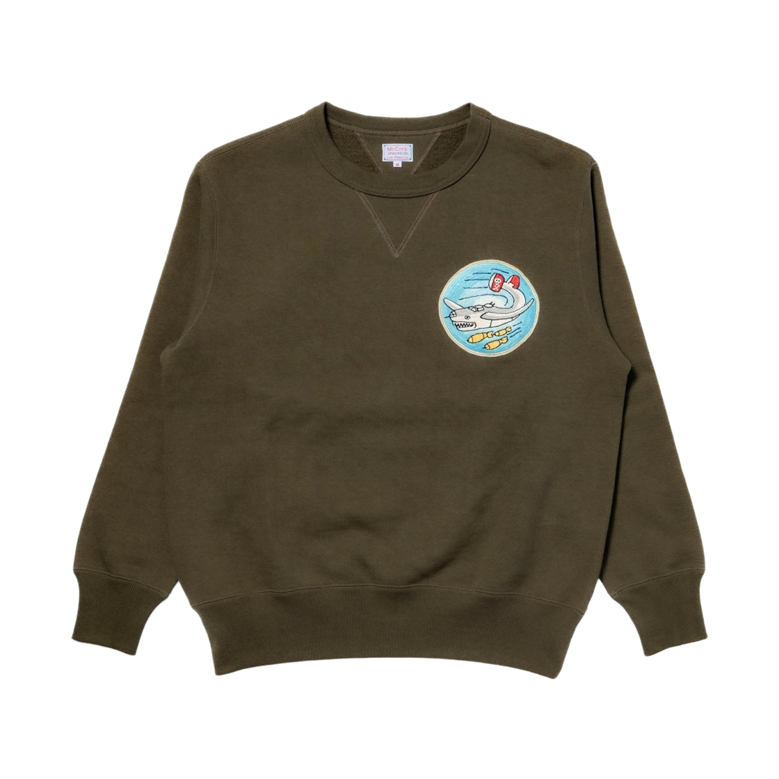 MC25120-150 The Real McCoy's Jolly Roger Military Print Sweatshirt Olive