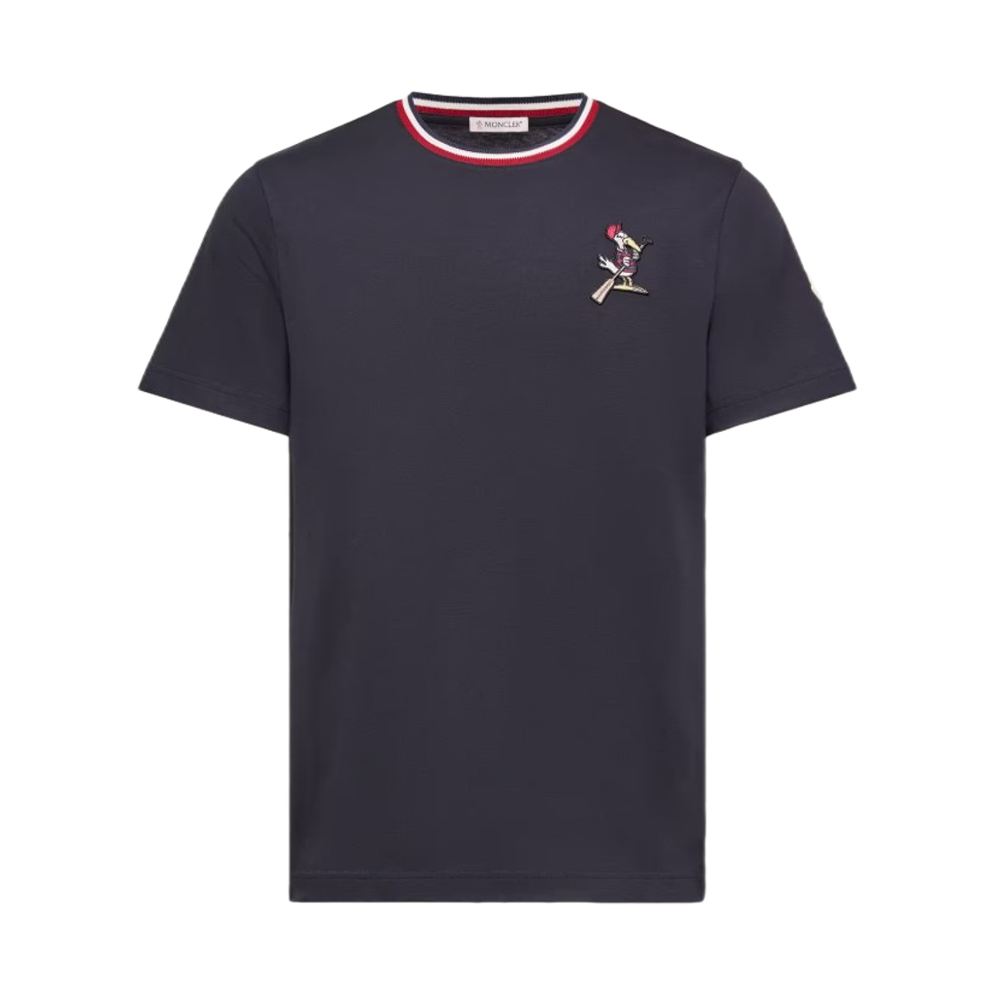 L1-091-8C00012-89AYY-742 Moncler MonDuck Logo Patch Cotton T-Shirt Navy Blue - 26SS