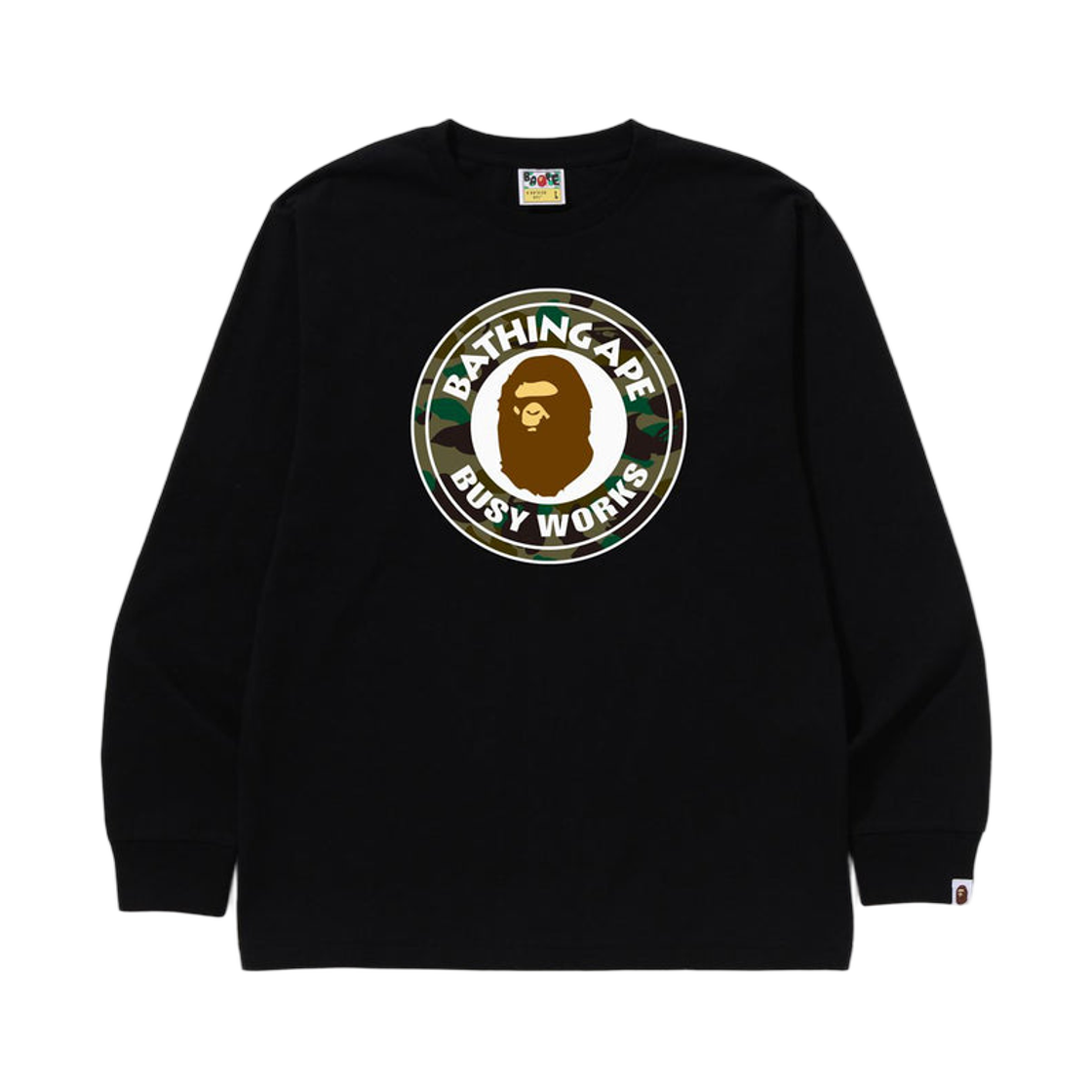 - BAPE 1st Camo Busy Works L/S T-Shirt Black Green