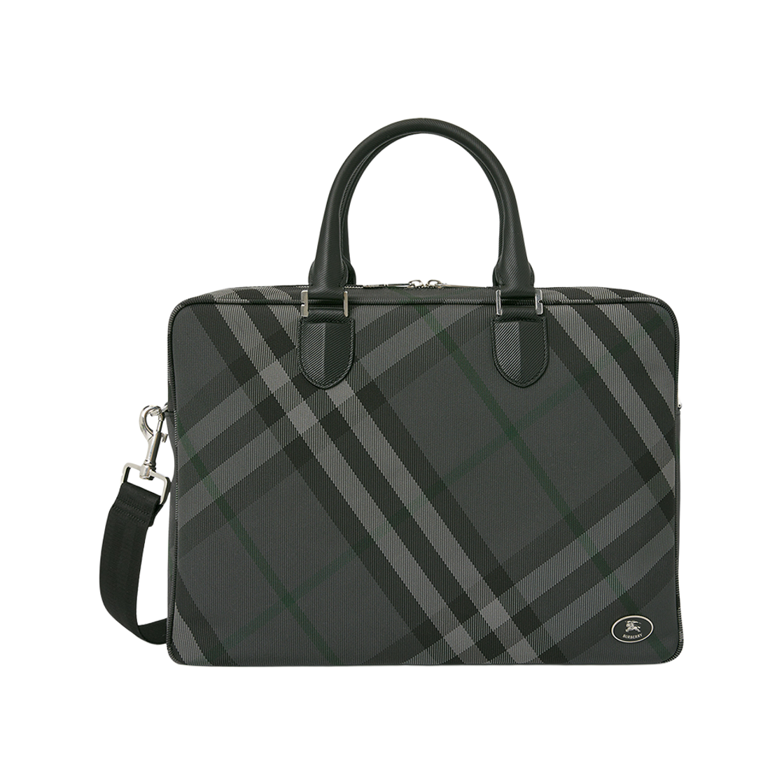 8116532 Burberry Check Pattern Briefcase Grey