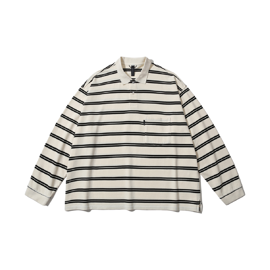 PMF026-01JL09 [더블적립][SS26] moif Wide Polo L/S Shirt / Ecru Stripe