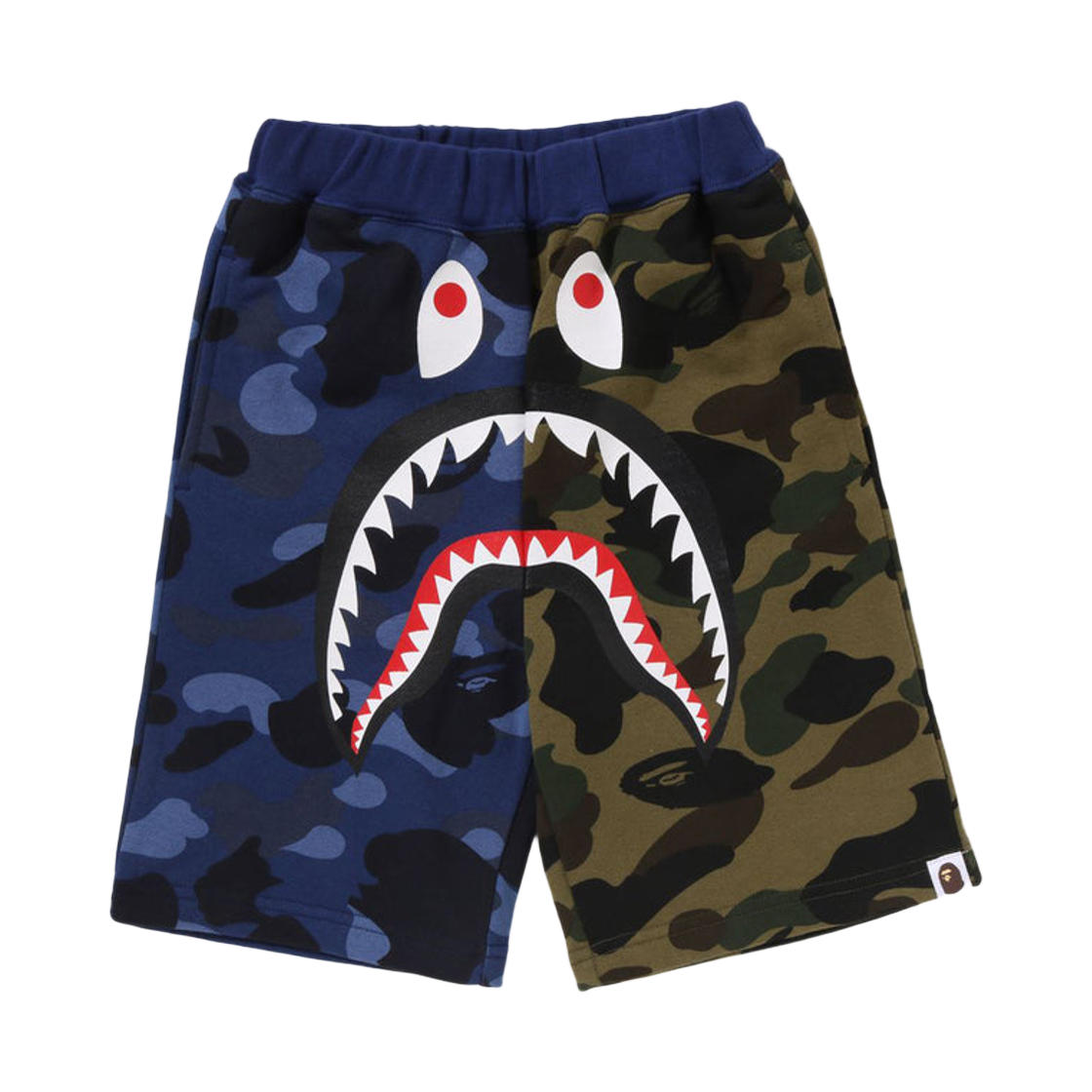 (키즈) 베이프 스플릿 카모 샤크 스웨트쇼츠 네이비 그린