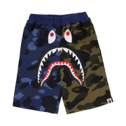 (Kids) BAPE Split Camo Shark Sweatshorts Navy Green
