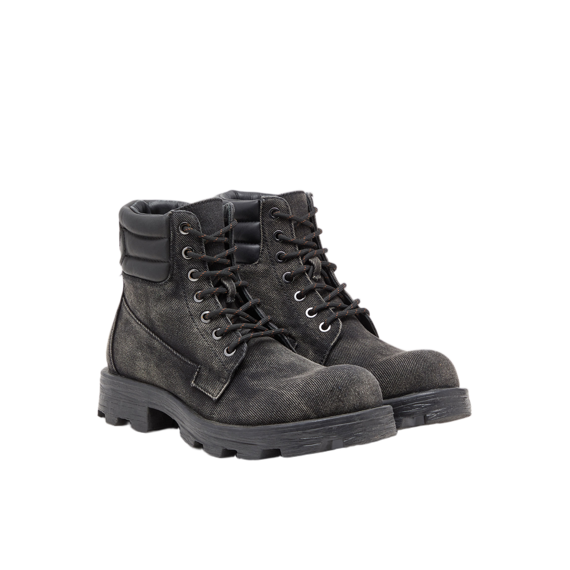 (W) 디젤 D-해머 컴뱃 부츠 데님 앤 레더 다크 그레이((W) Diesel D-Hammer-Combat Boots In Denim and Leather Dark grey) - 2