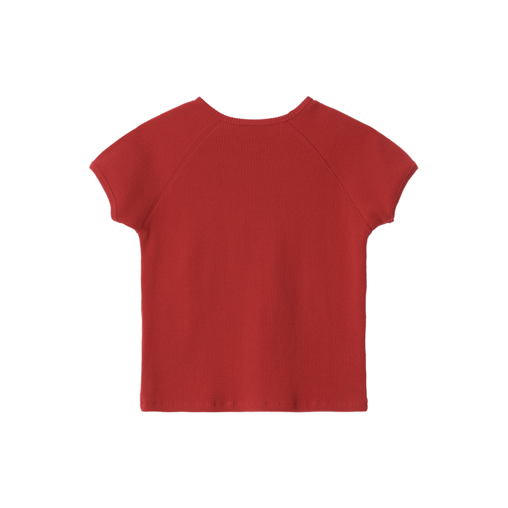 지비에이치 어패럴 쁘띠 와플 탑 / 레드(GBH APPAREL Petite Waffle Top / Red) - 2