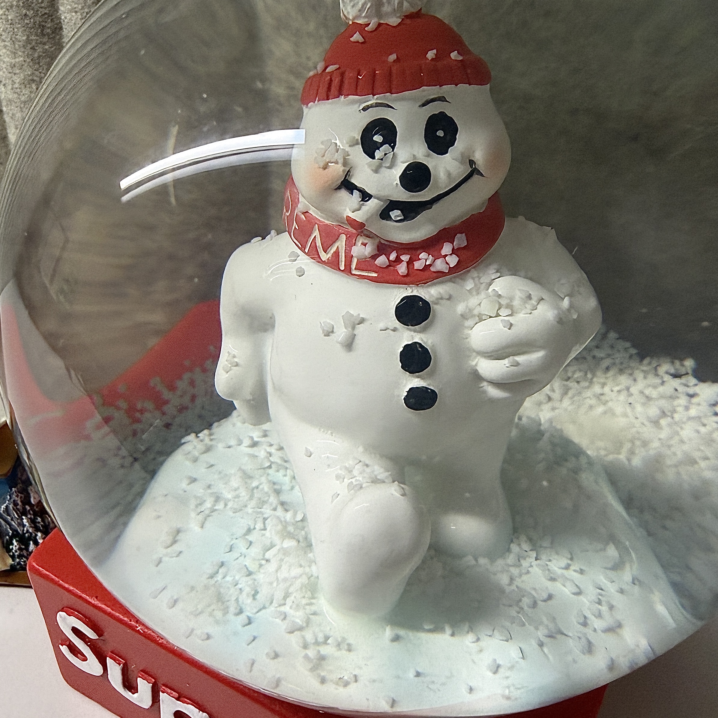 Supreme Snowman Snowglobe Red 착용 스타일