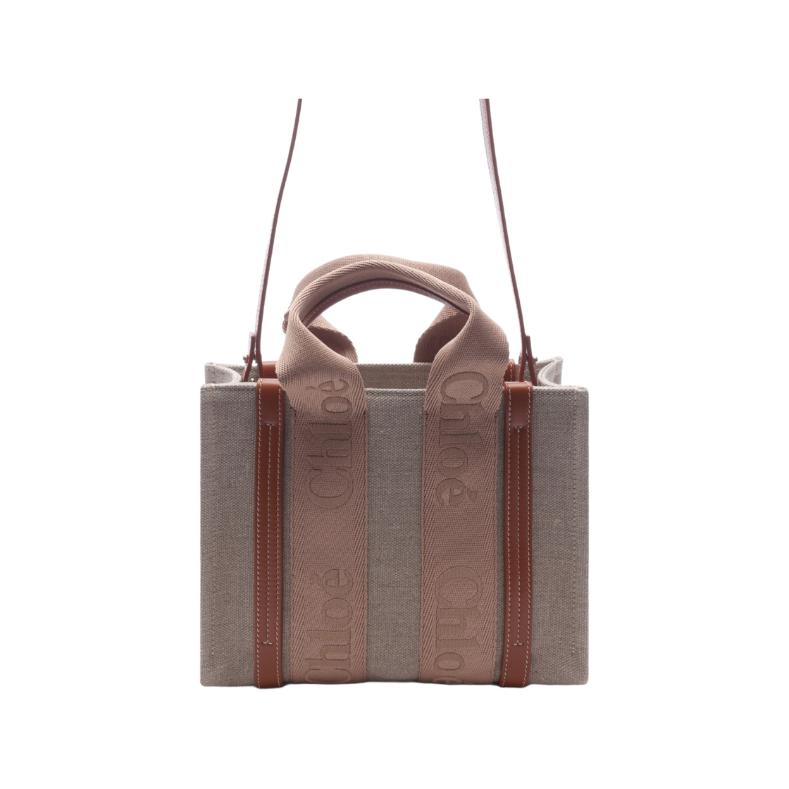 [20% 쿠폰] 끌로에 린넨 스몰 우디 토트백 소프트 탄([20% 쿠폰] Chloe Small Woody Tote Bag in Linen Soft Tan) - 1