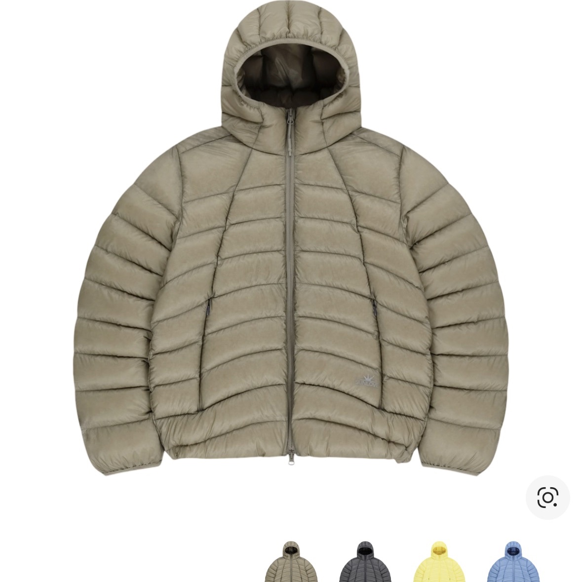 Sunlove Hooded Fly Light Down Jacket Stone 착용 스타일