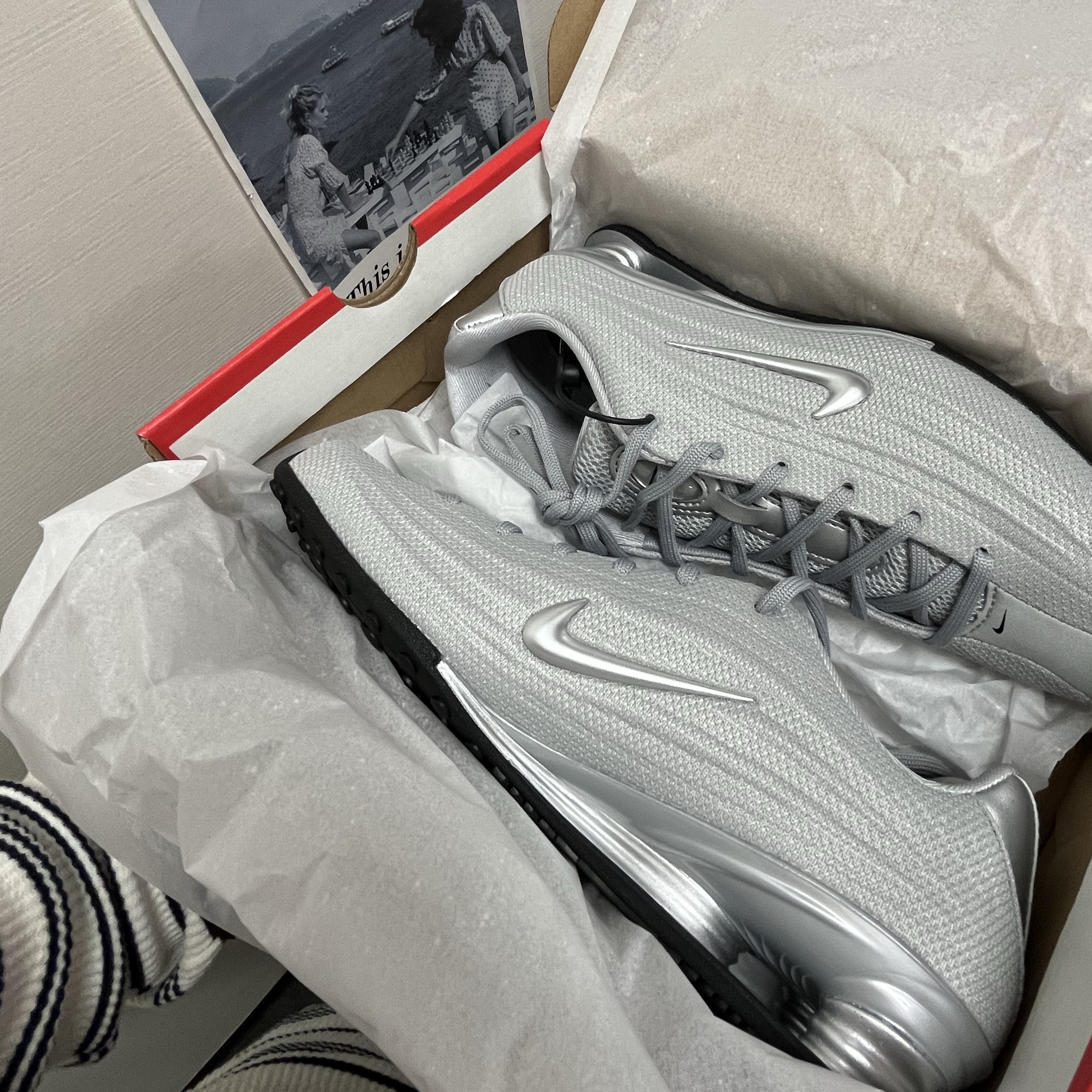 (W) Nike Shox Z Metallic Silver 착용 스타일