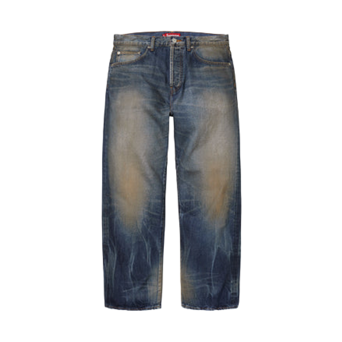 - Supreme Distressed Loose Fit Selvedge Jean Washed Indigo - 26SS