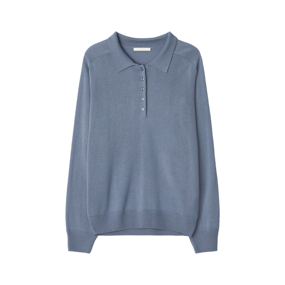 APC1KN040SBFF GBH APPAREL Wool Silk Polo Knit / Sand Blue