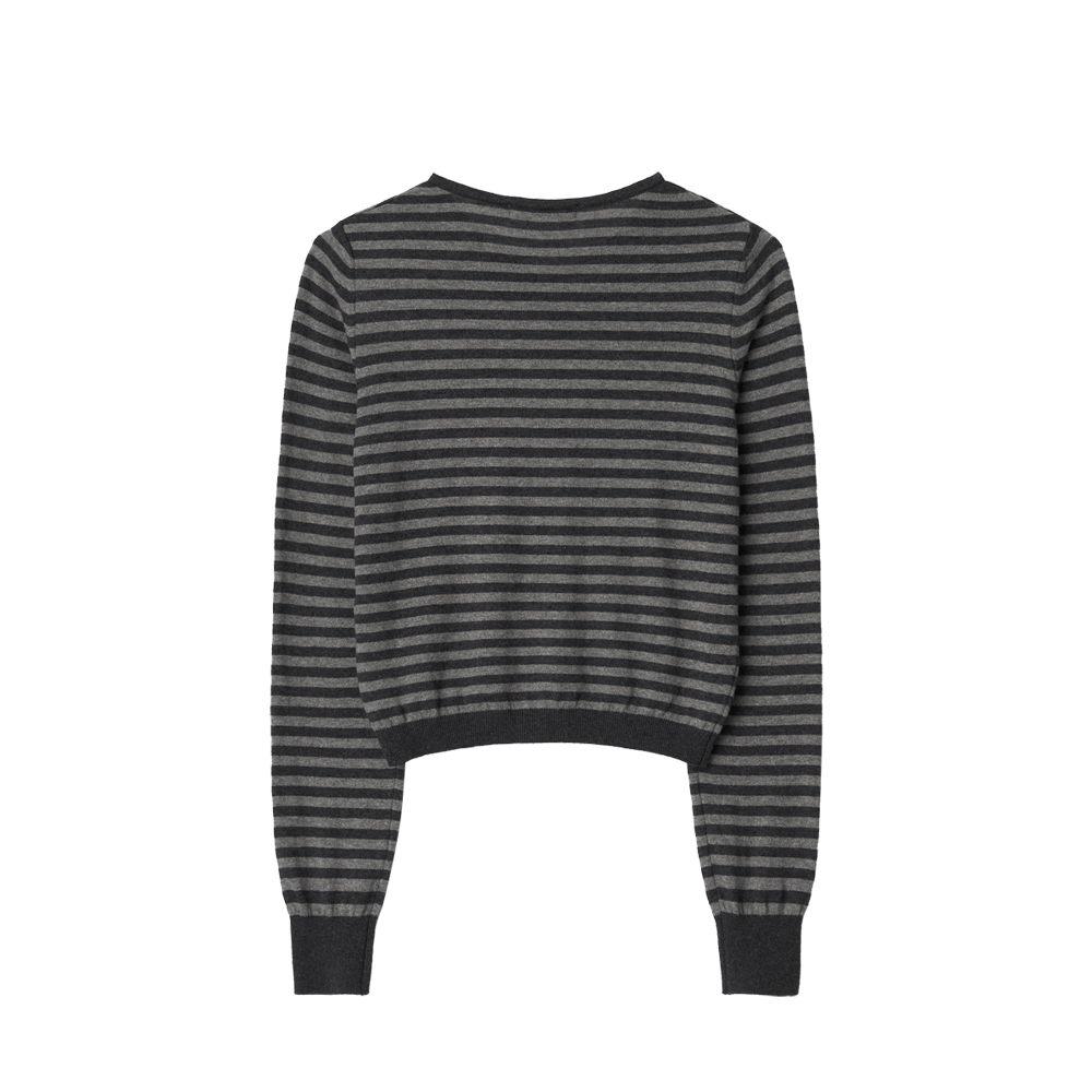 지비에이치 어패럴 캐시미어 앙 가디건 / 그레이 스트라이프(GBH APPAREL Cashmere Ang Cardigan / Grey Stripe) - 2