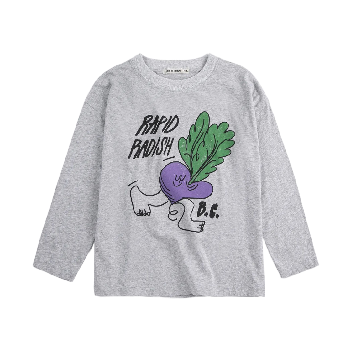126AC001 (Kids) Bobo Choses Rapid Radish Long Sleeve T-Shirt Heather Grey
