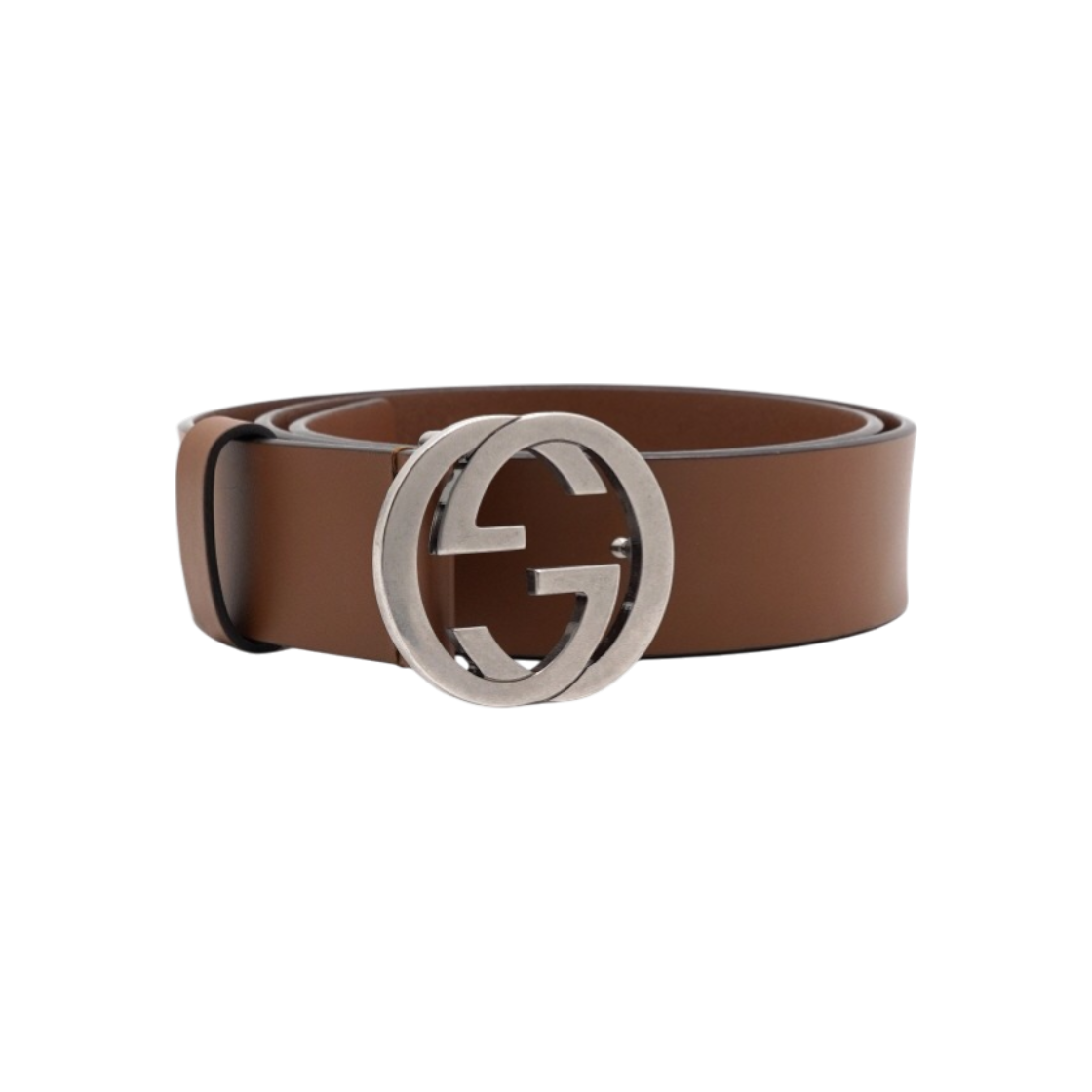 구찌 546389 브라운 레더 GG인터로킹 은장버클 남성 벨트aa61378(Gucci Brown Leather GG Interlocking Silver Buckle Men's Belt)