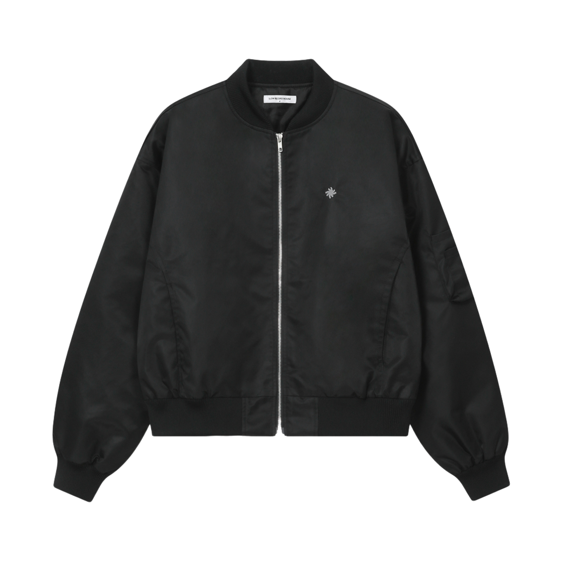 SR26OUT01BK SLOW RECORD HOUSE Pixel Crop Bomber Jacket Black
