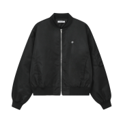 SLOW RECORD HOUSE Pixel Crop Bomber Jacket Black