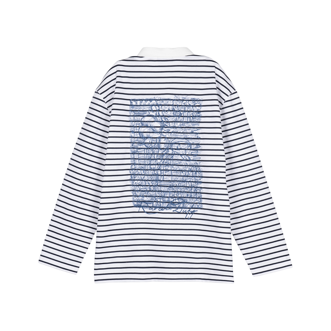 지오송지오 컬렉션 라울 뒤피 스트라이프 카라 롱 슬리브 네이비 BI2TS209NY(ZIOSONGZIO COLLECTION Raoul Dufy Stripe Collared Long Sleeve Navy) - 2