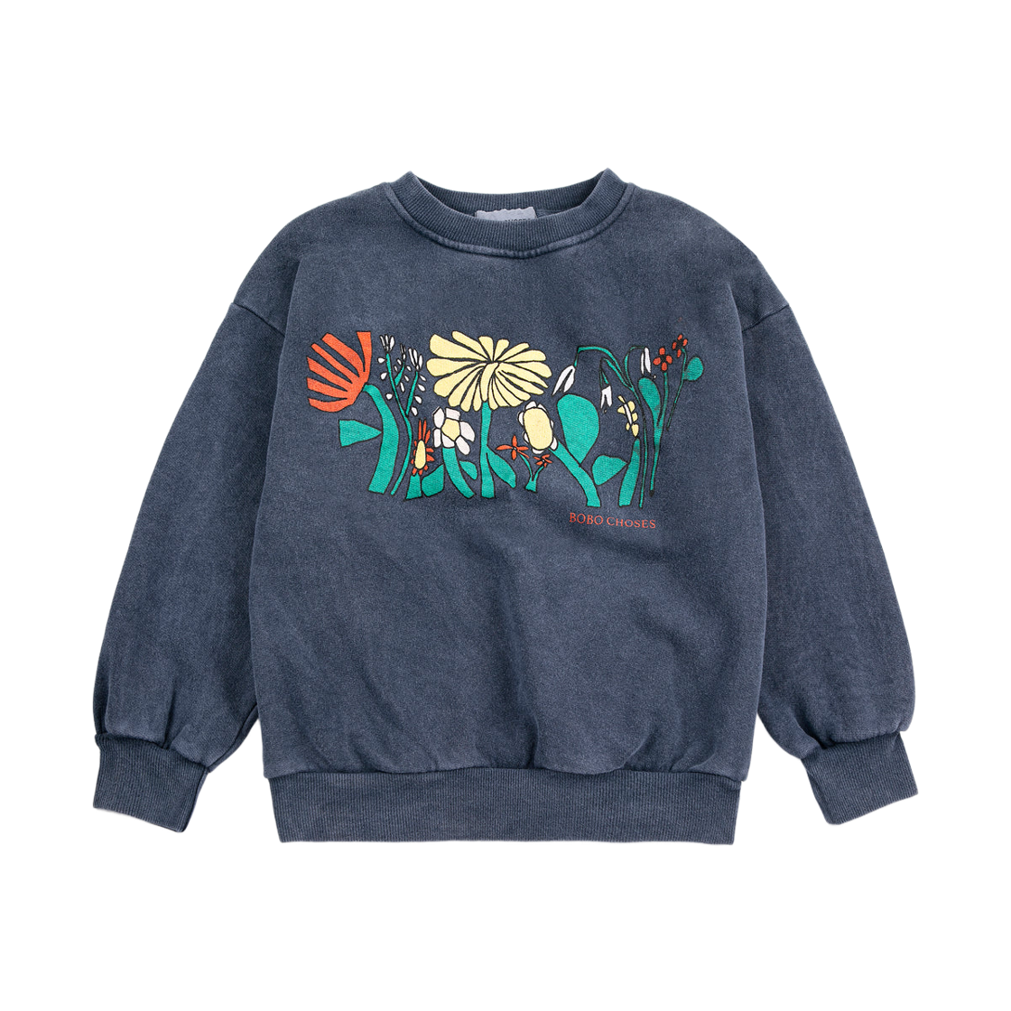 (키즈) 보보쇼즈 컬러 허벌리스트 스웨트셔츠 네이비 블루((Kids) Bobo Choses Color Herbalist Sweatshirt Navy Blue) - 1