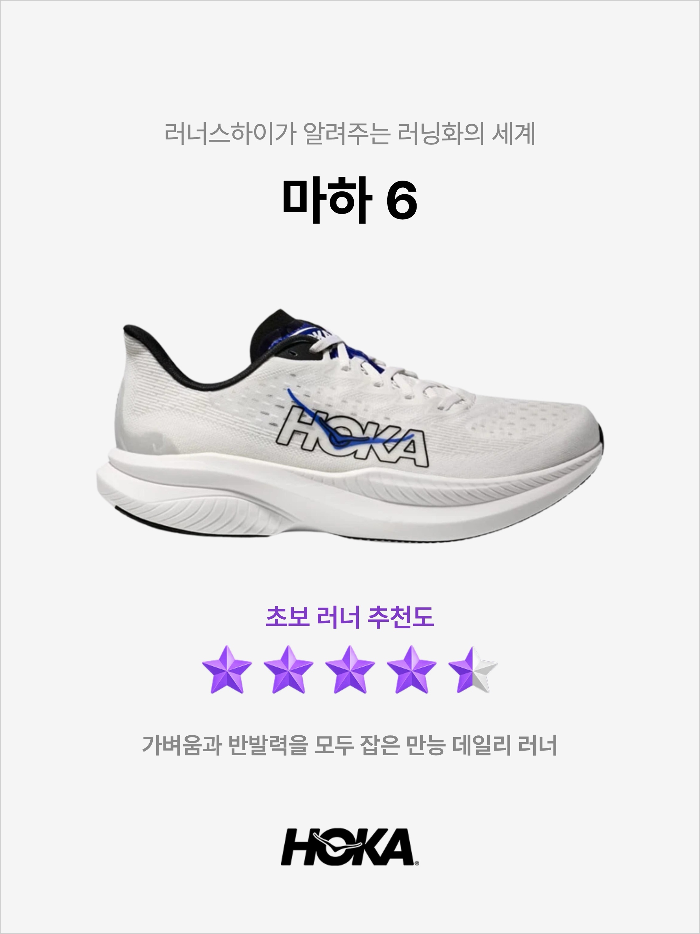 Hoka Mach 6 White Ultramarine, Hoka Mach 6 Black Outer Orbit - Regular 착용 스타일 - 1