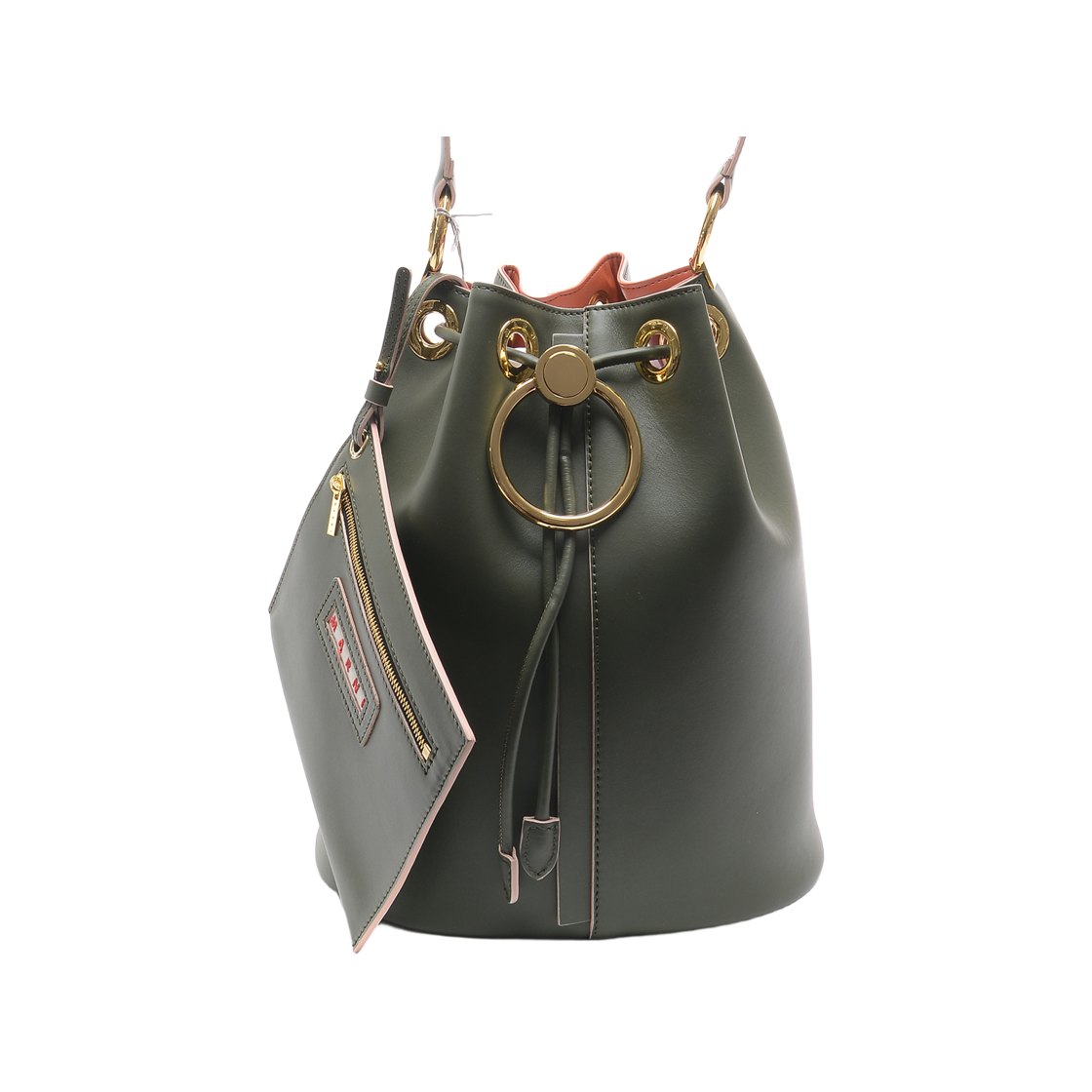 [20% 쿠폰] 마르니 이어링 버킷 레더 숄더백 카키([20% 쿠폰] Marni Color Block Leather Bucket Shoulder Bag Khaki) - 1