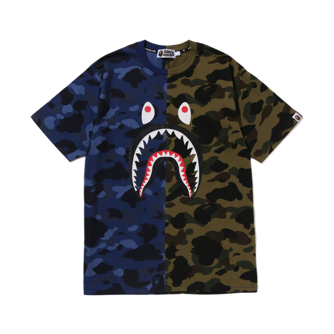 - BAPE Split Camo Shark T-Shirt Navy