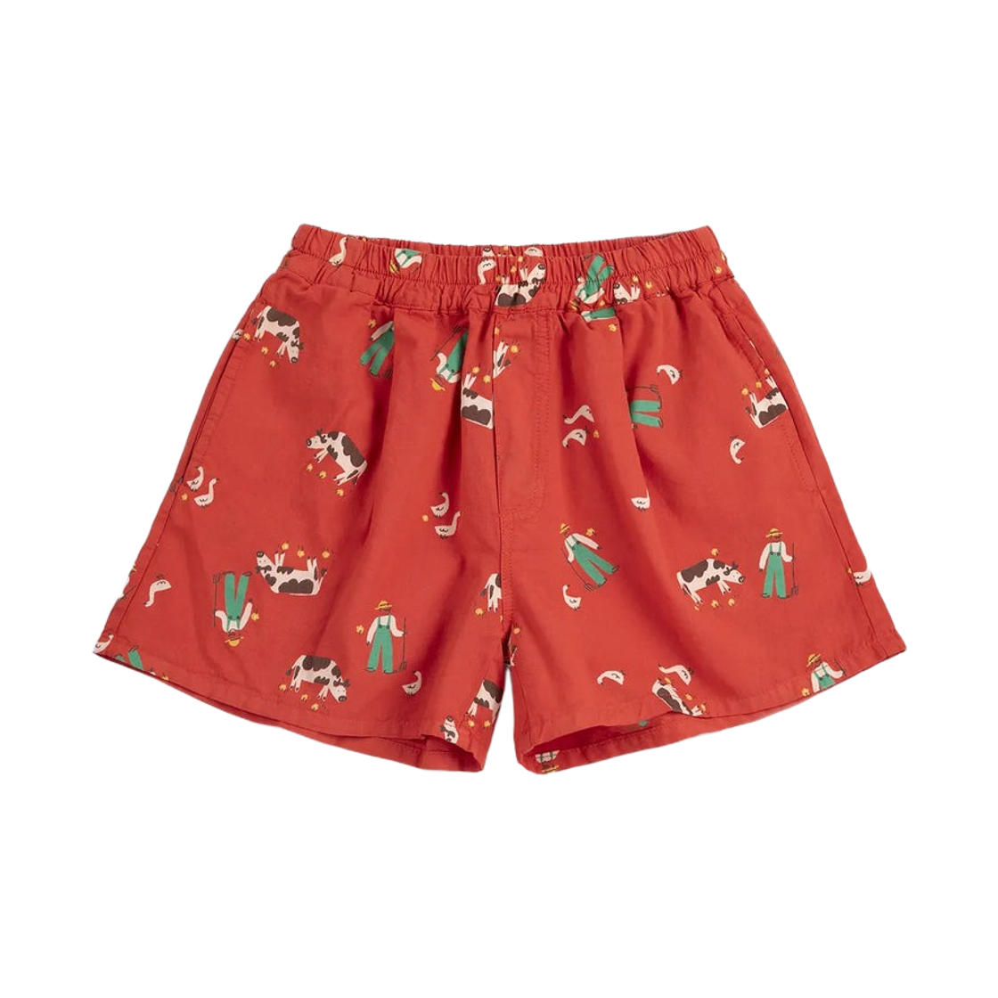 (키즈) 보보쇼즈 팜 어드벤쳐 올 오버 우븐 쇼츠 레드((Kids) Bobo Choses Farm Adventure All Over Woven Shorts Red) - 1