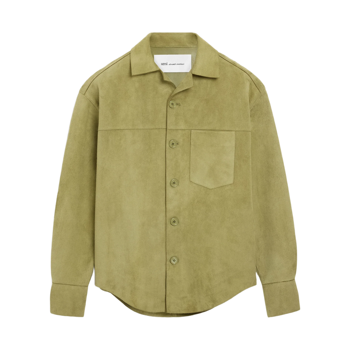 아미 그린 고트 레더 버튼 오버셔츠 마차(AMI Green Goat Leather Buttoned Overshirt Matcha) - 1