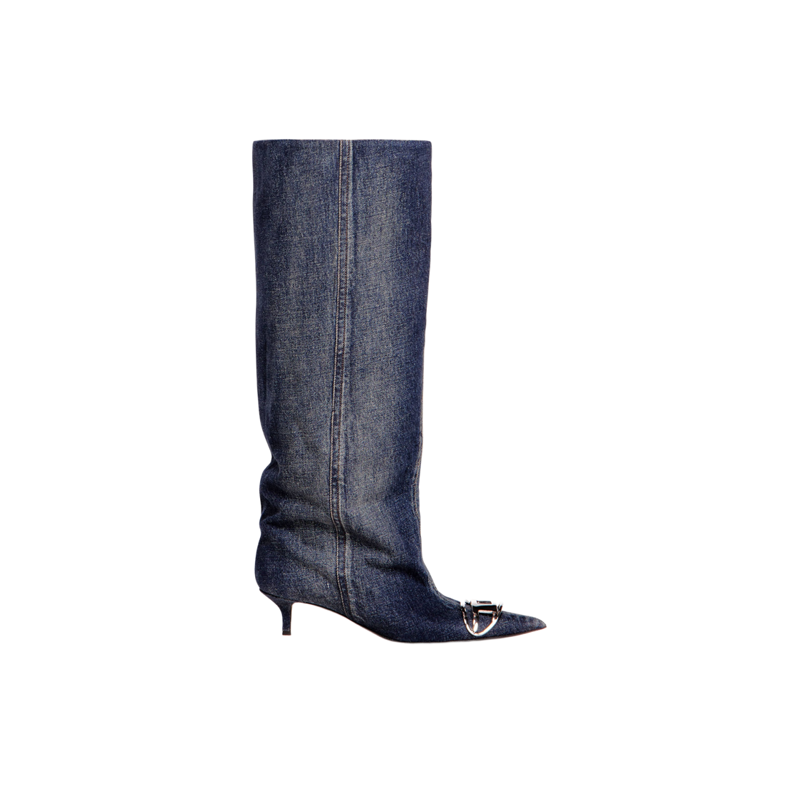 (W) 디젤 D-비너스 슬라우치 니하이 부츠 데님 다크 블루((W) Diesel D-Venus-Slouchy Knee-High Boot In Denim Dark Blue)
