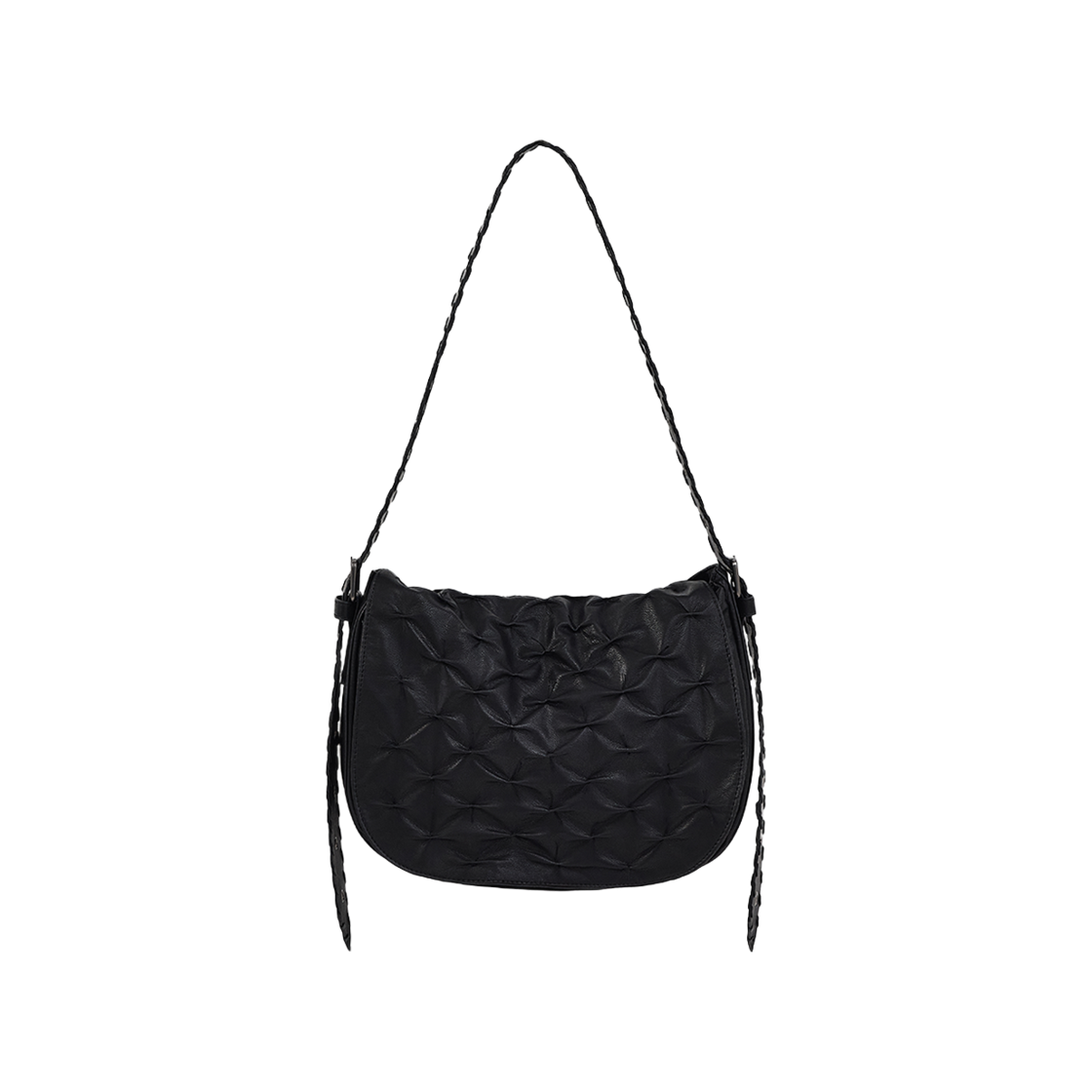 NT3BFSSAC001BK NegativeThree Wrinkled Hobo Bag Black