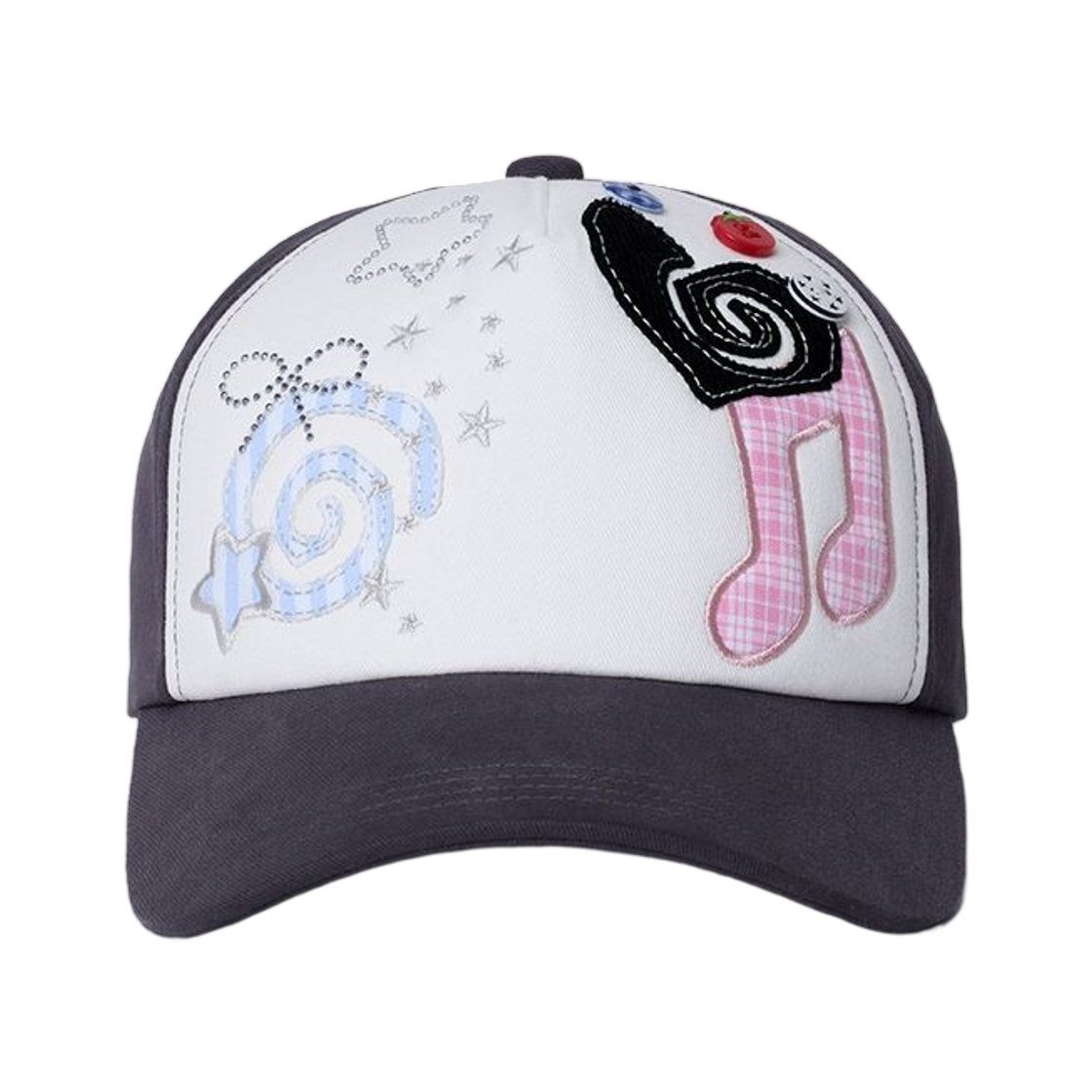 락피쉬웨더웨어 x 아일릿 패치워크 캡 다크 그레이(Rockfishweatherwear x ILLIT Patchwork Cap Dark Grey)