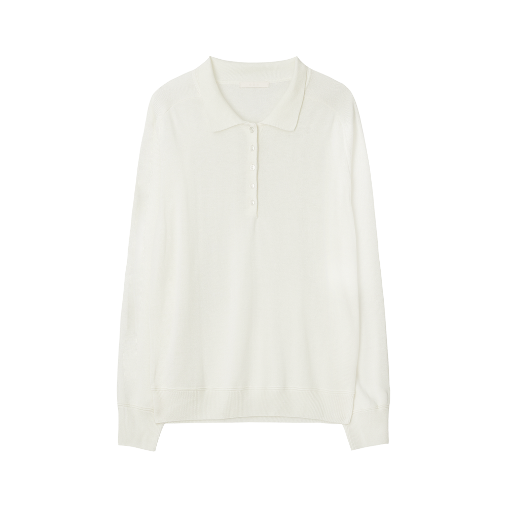 APB3KN070IVFF GBH APPAREL Wool Silk Polo Knit / Ivory