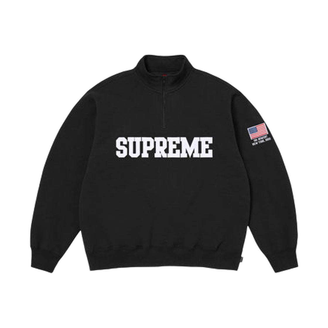 - Supreme Shop Flag Half Zip Pullover Black New York - 26SS