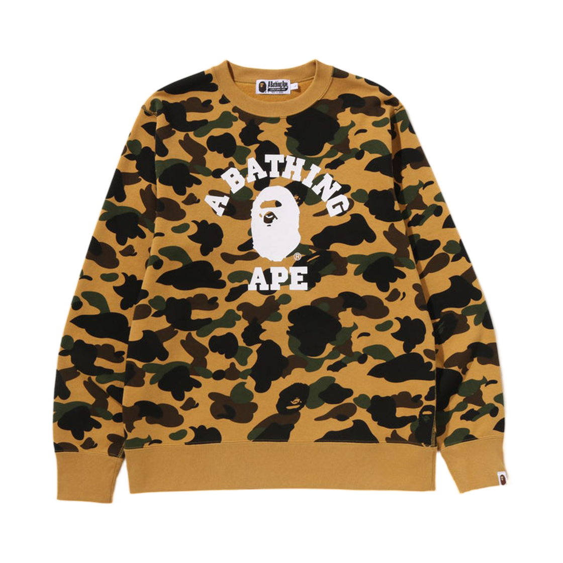 - BAPE 1st Camo College Crewneck Sweatshirt Yellow