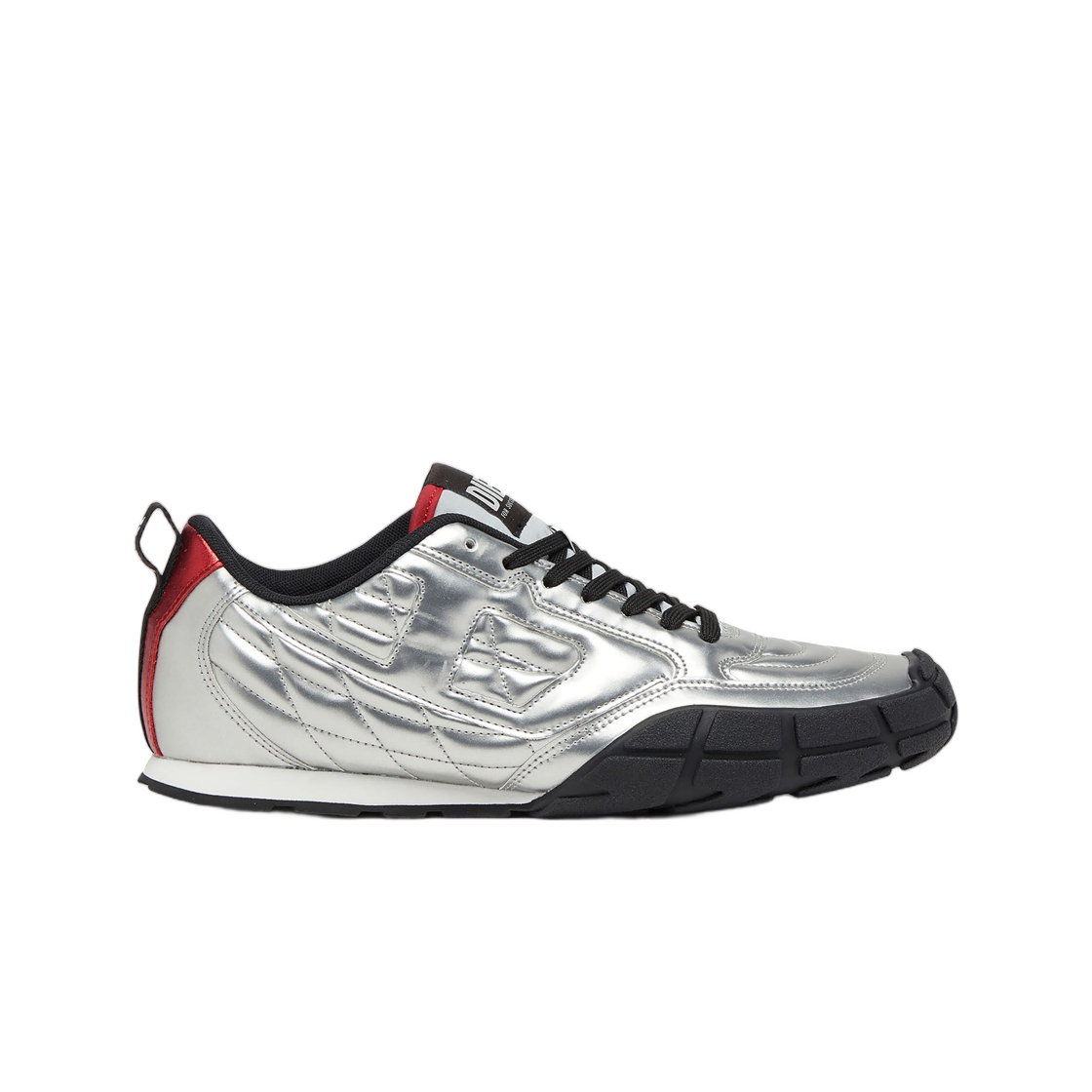 (W) 디젤 S-파고다 퀼팅 메탈릭 스니커즈 실버 블랙((W) Diesel S-Pagodha-Quilted Metallic Sneakers Silver Black)