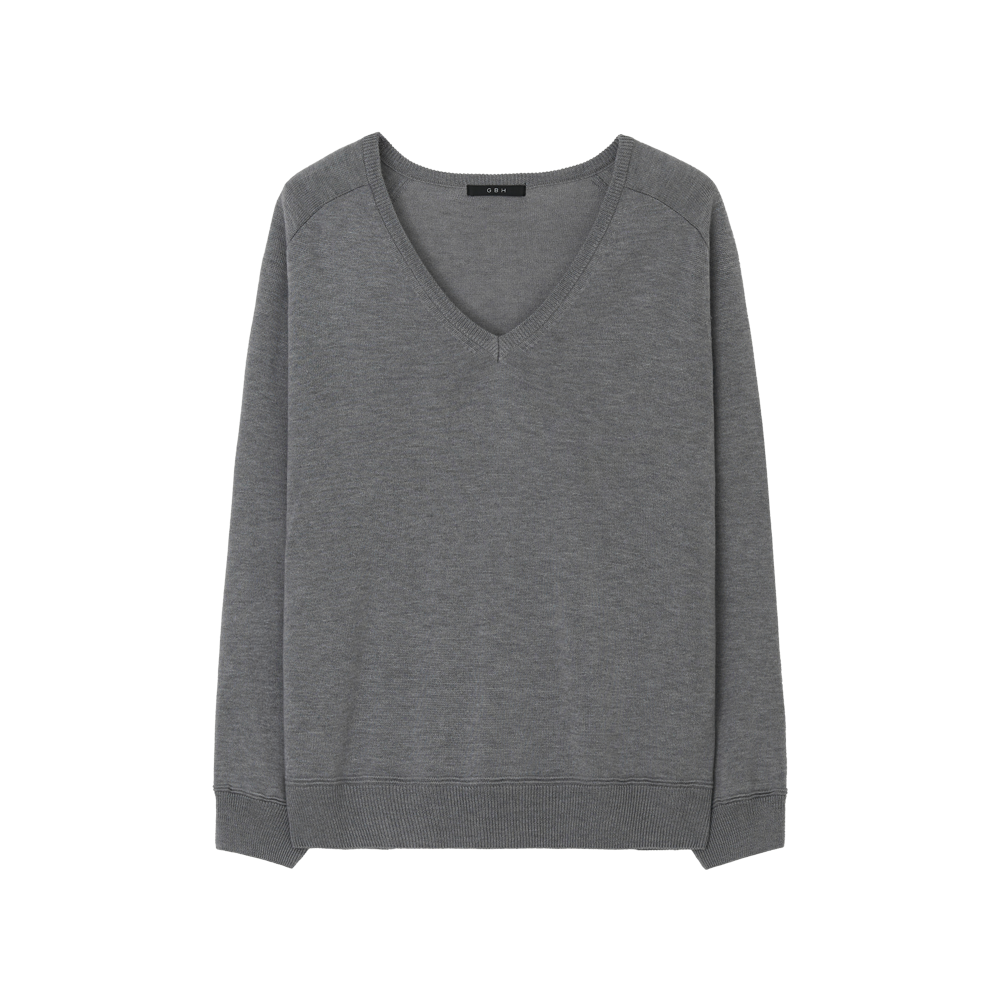 지비에이치 어패럴 루즈 브이넥 니트 / 그레이(GBH APPAREL Loose V-Neck Knit / Grey)