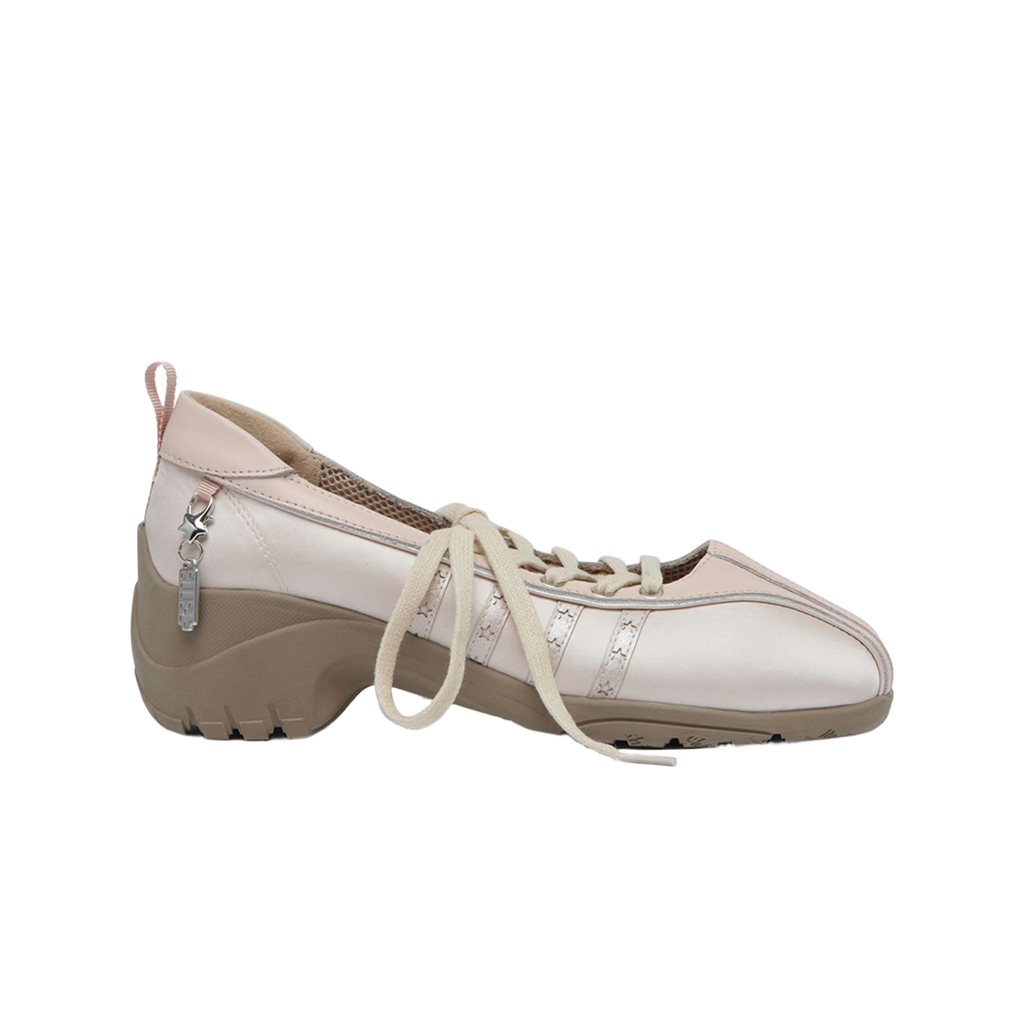 (W) 락피쉬웨더웨어 x 아일릿 블리스 힐 레이스업 스니커즈 핑크 베이지((W) Rockfishweatherwear x ILLIT Bliss Heel Laceup Sneakers Pink Beige)