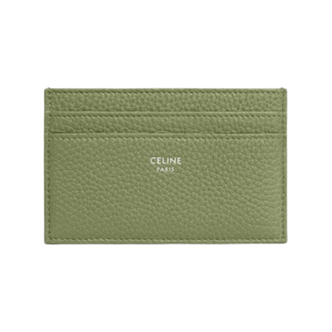 10N763GTH-GJK0 Celine Card Holder in Grained Calfskin Light Khaki