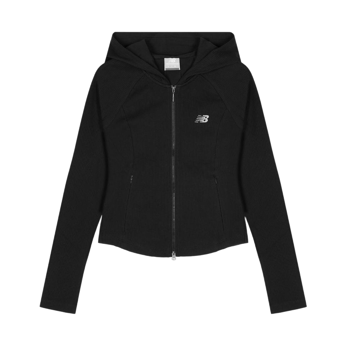 (W) 뉴발란스 소프트 프레쉬 골지 투웨이 집업 후드 블랙((W) New Balance Soft Fresh Golji Two-Way Zip Up Hoodie Black) - 1