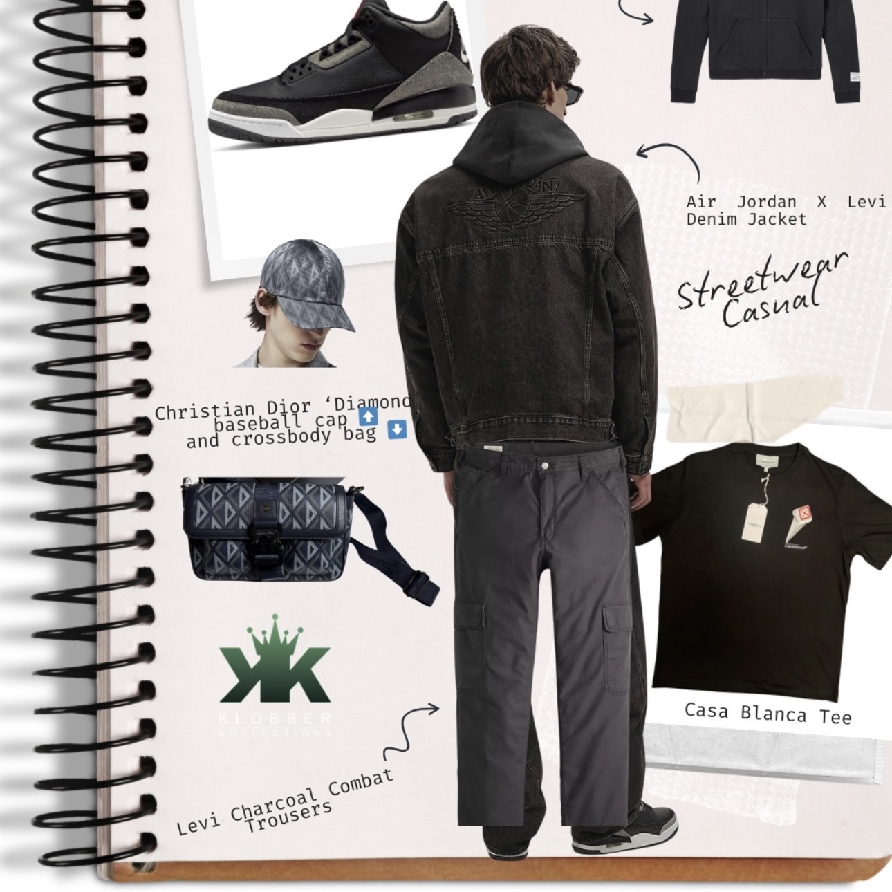 Levi's x Jordan Type III Trucker Black, Jordan x Levi's Full Zip Hoodie Black (IM6734-010) 착용 스타일 - 1
