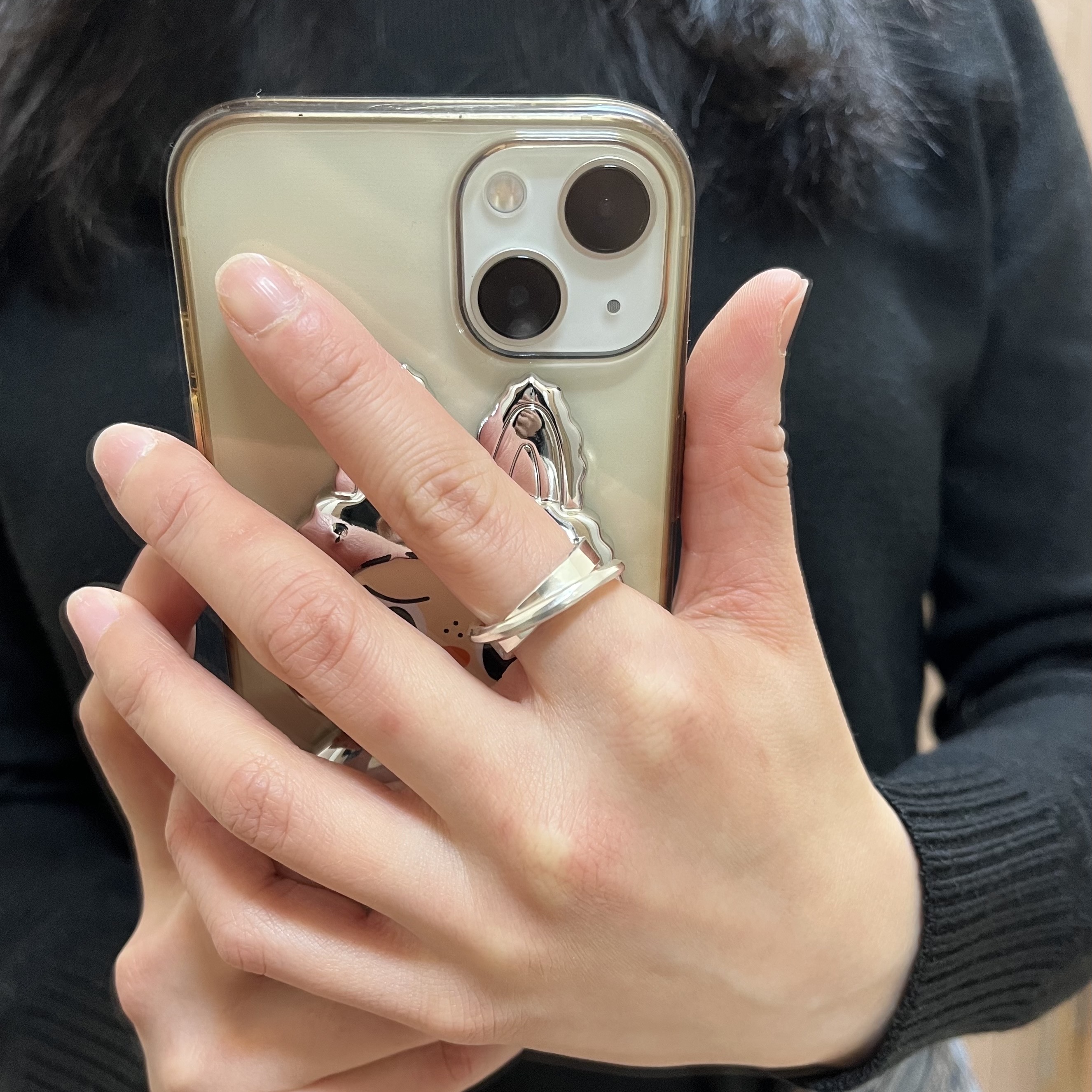 Werkstatt:Munchen Ring Flat Crossed Silver - 26SS 착용 스타일 - 1
