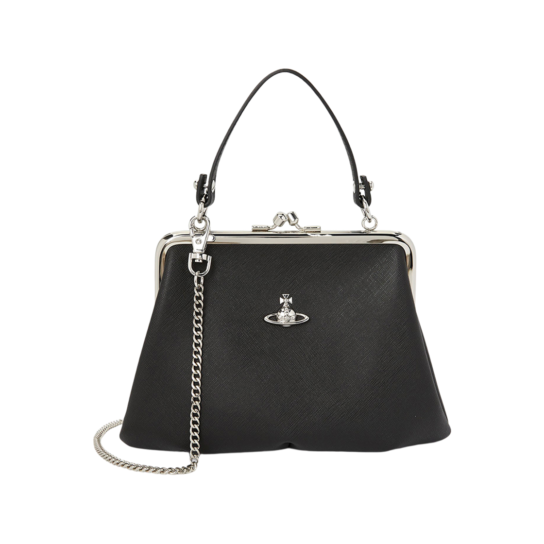 4B010007W-S0021-N401 Vivienne Westwood Granny Frame Pulse Chain Crossbody Bag Black