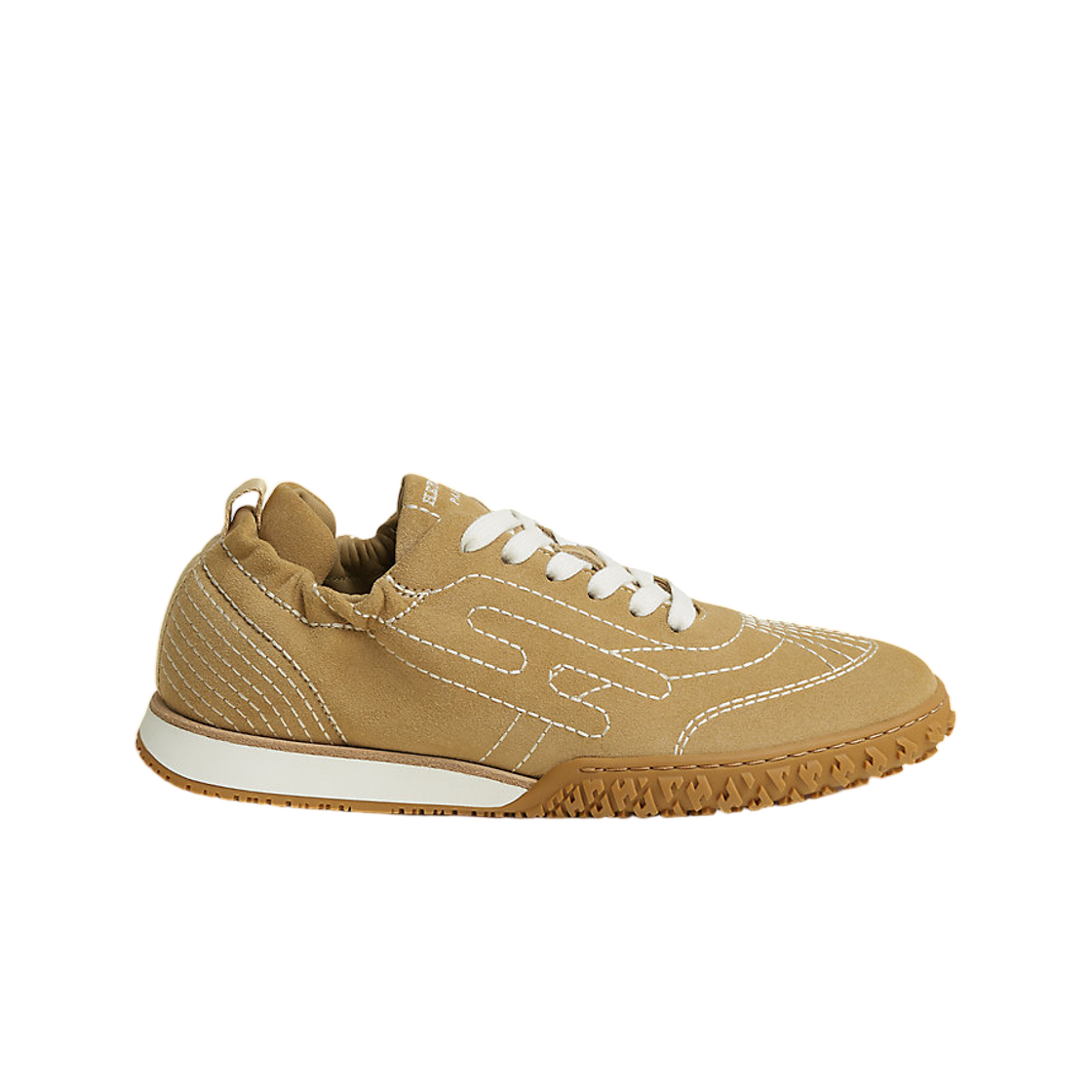 H261021ZVD (W) Hermes Jet Sneakers Suede Goatskin & Beige Albatre