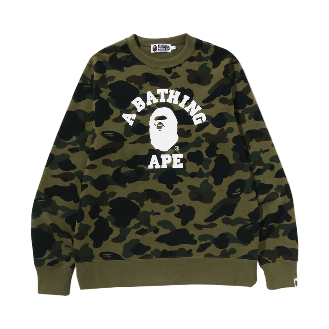 - BAPE 1st Camo College Crewneck Sweatshirt Green